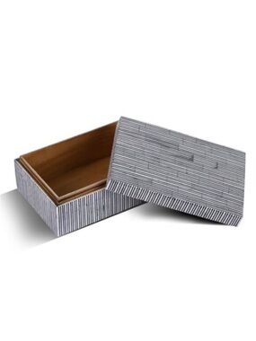 Hand-Crafted Gray Decorative Storage Box with Lid